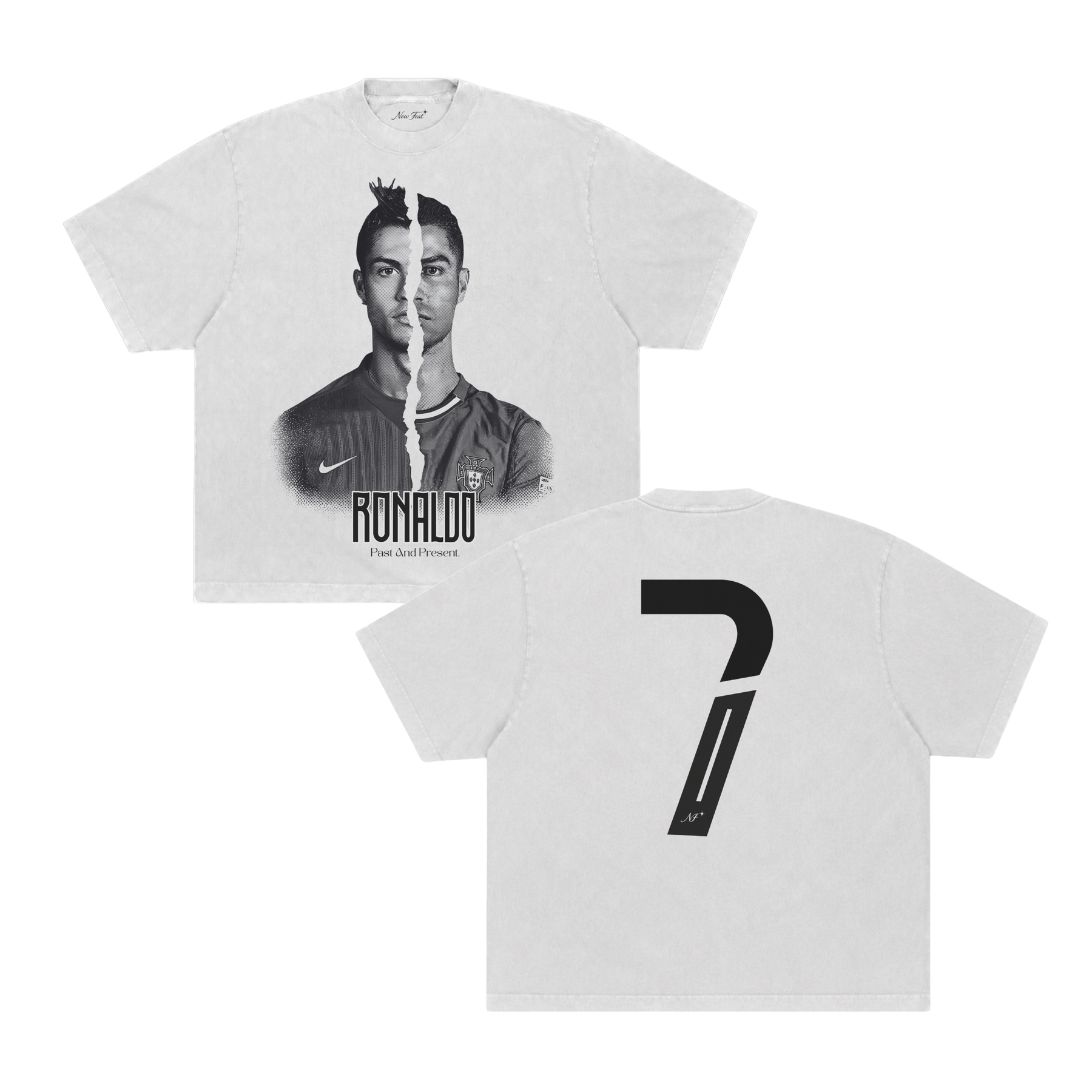 Camiseta Cr7 Past And Present - Boxy Branca