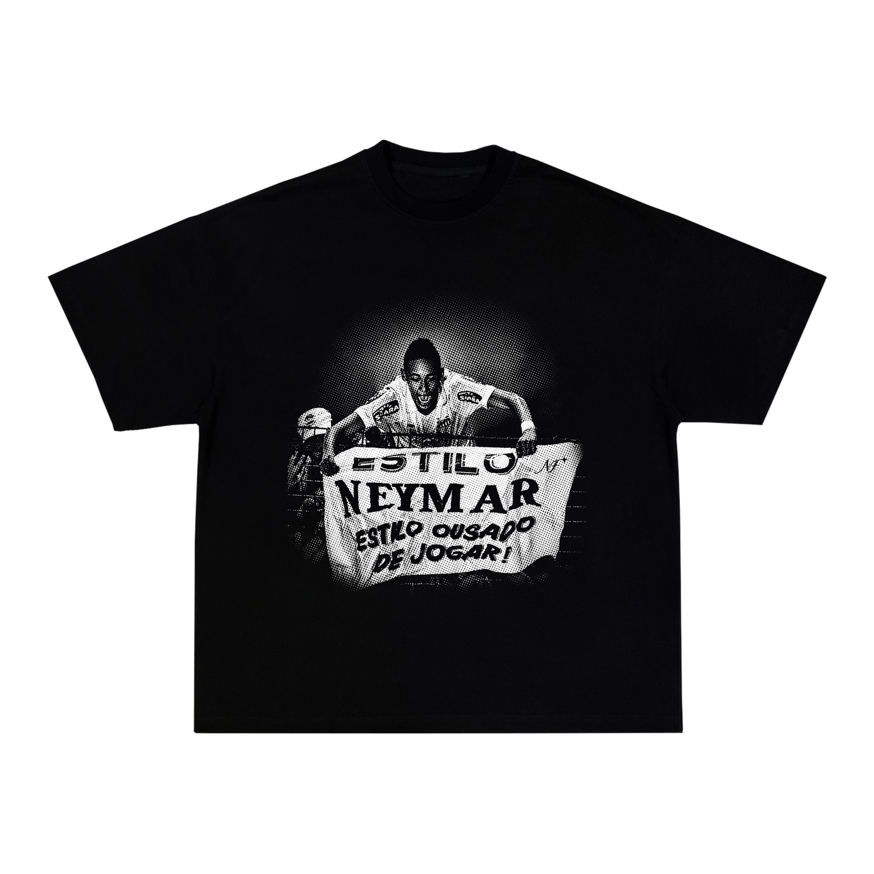 Camiseta "Neymar Ousado" - Boxy Preta